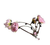 Corona Elfica Copricapo da sposa floreale rosa, foresta, bosco, fiore, diadema, elfo, fronte, gioielli per Feste