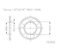 Corona Esjot Acciaio 50-15069 42 Denti Per Moto Ricambi Ciclomotore Accessori