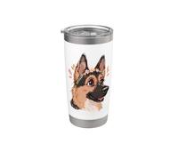 Corona floreale con pastore tedesco, simpatico regalo per mamma e cane Bicchiere termico in acciaio inox doppia parete