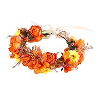 Corona floreale da donna, fascia per capelli da ragazza, ghirlanda per capelli con fiori, aureola, boho, con nastro, per feste di nozze, arancione Vivivalue