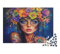 Corona floreale donna Puzzle 1000 Pezzi In Colori Brillanti,Un Classico Puzzle A Pezzi Per Enigma Di Abilità Logica,Ideale Per Attività in Famiglia,Regalo Per L'inaugurazione Di Casa Puzzle 70x50cm/1