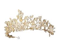 Corona gioiello bellissimo tiara matrimoni a corona per matrimoni Accessori per capelli tiara adatti alla festa in costume di compleanno del ballo di fine anno (Guld A)