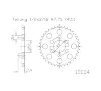 CORONA IN ACCIAIO P 415 Z 46 APRILIA CLASSIC 50 1996 1999