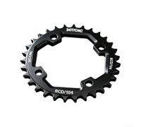 Corona in alluminio CNC MTB con modello di montaggio a 4 fori 104BCD Design Pos- Dente per una ritenzione affidabile della catena selezione da 32T a 42T (32T nero)