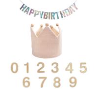 Corona in Tessuto Compleanno Cappelli di Corona, Corona Compleanno Numeri Intercambiabili, Corona Compleanno Bambina cappelli con velcro regolabile per le ragazze Ragazzi Bambini di età 0-9