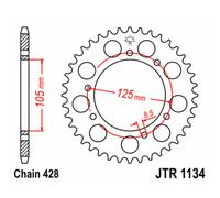 Corona JT Sprockets Acciaio Standard 1134-paso 428 per Motocicletta