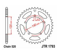 Corona JT Sprockets Acciaio Standard 1793-Passo 520 Per Moto Ricambi Accessori