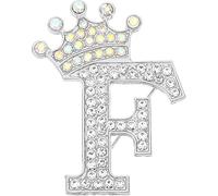 Corona lettera iniziale, pennello lettera, corona iniziale strass alfabeto lettera lapel badges pin per le donne abiti abito cappotto (X)
