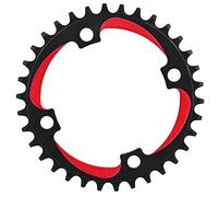 Corona monopiatto in lega di alluminio 34T 104BCD, ruota dentata per mountain bike, design cavo leggero per una pedalata, compatibile con la maggior parte delle biciclette (Nero Rosso)