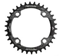 Corona MTB 36T 94BCD Positivo Negativo Denti Modello | Profilo del dente a larghezza stretta, previene la caduta della catena, 32T 94BCD, alluminio CNC, finitura nera o rossa (nero