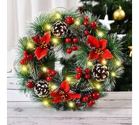 Corona Natalizia per Porta con Luci Timer, Corona Natale Luminosa Ghirlanda Natalizia per Porta, Ghirlande da Decorare, Christmas Garland Decorazioni Natalizie per Camino Porta Ingresso