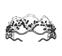 Corona nuziale con perline di cristallo fatte a mano, fascia for capelli da sposa for accessori for capelli da celebrazione di nozze(black)