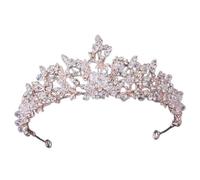 Corona Nuziale Corona da Regina for Donna, corone Nuziali di Lusso in Cristallo Barocco Perline di Strass Fatte a Mano for diademi da Sposa Copricapo da Regina alla Moda Accessori for Capelli (Color