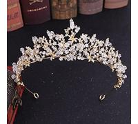 Corona Nuziale Corona da Regina for Donna, corone Nuziali di Lusso in Cristallo Barocco Perline di Strass Fatte a Mano for diademi da Sposa Copricapo da Regina alla Moda Accessori for Capelli (Color