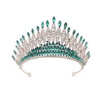 Corona Nuziale Corona da Regina for Donna, Grande diadema di Cristallo Barocco Corona Nuziale for spose Accessori for Capelli da Donna Copricapo Spettacolo Principessa (Color : Green)