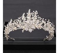 Corona Nuziale Corona da Regina for Donna, Ramo di Strass Fatto a Mano Corona Nuziale diadema Barocco Perla Fascia di Cristallo Accessori for Capelli da Sposa diademi da Sposa Gioielli for la Testa (