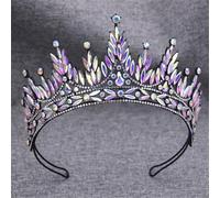 Corona nuziale da regina, diadema, corona da principessa, gioiello per capelli da sposa, accessori per la testa, colore nero AB