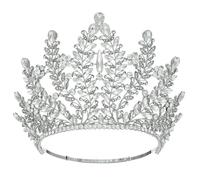 Corona nuziale for donne Accessori for gioielli for capelli con grandi strass for banchetti(Silver White)