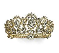 Corona Nuziale Gioielli for Capelli Corona diademi for Le Donne Goccia Europea Verde Rosso diademi di Cristallo Vintage Oro Strass corone Spettacolo con Pettine Barocco Accessori for Capelli da Sposa