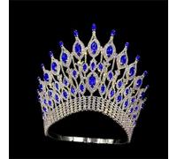 Corona nuziale Regina Strass Tiara Party Stage Show Hair Jewelry 4 pollici - blu