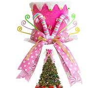 Corona Para Árbol De Navidad | 21,8x2 1cm Navideño De Escritorio | Sombrero De Copa Con Bastón De Lazo - Para Hogar Mesa Escritorio Fiesta Invierno Celebración En Interiores