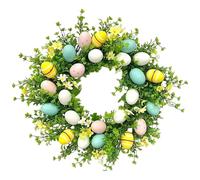 Corona pasquale - Decorazione da parete con corone di benvenuto per interni da 20 pollici | ghirlanda floreale di uova colorate per porta, finestra, ingresso, parete, soggiorno, camera da
