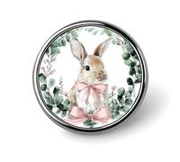 Corona pasquale pastello acquerello con un coniglietto spilla rotonda per uomo donna moda distintivo collare pin vestito giacca zaino accessori