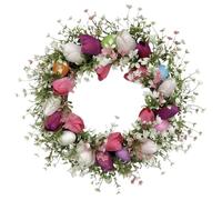 Corona Pasquale Uova Artificiale Decorativo Allegro 43 Cm | Ghirlande Floreali per Porta d'Ingresso per Interno Casa Soggiorno Parete Ingresso Fattoria Giardino Patio Matrimonio
