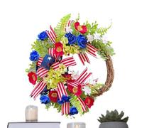 Corona patriottica esterna, corone del 4 luglio per la porta d'ingresso, Memorial Day Porch Garland, Memorial Day Red White Blue Flags Corona per la porta d'ingresso Parete del portico a casa