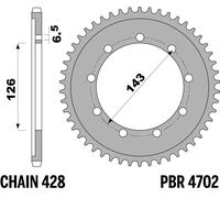 Corona PBR 9 Fori Passo 428 Denti 42 Interno: 126 Interasse: 143