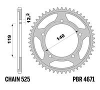Corona PBR Acciaio C45 Temprato 4671-525 Per Moto Ricambi Accessori Parti