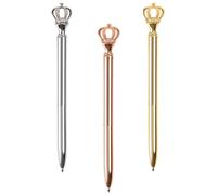 Corona Penna a Sfera in Metallo,3 Pezzi Penna Diamantata Cristallo,Penne a Sfera in Metallo,Materiale di Cancelleria per Professori Compleanno,Forniture per Scrittura Della Scuola dell'Ufficio