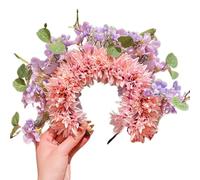 Corona per capelli colorata con fiori su entrambi i lati, corona per capelli, per feste di nozze, accessorio per capelli da donna