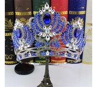 Corona per capelli da sposa con strass, tiara per feste, spettacoli teatrali, gioielli per capelli, colore: blu 1
