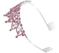 Corona per Chioma Barocca in Lega di Zinco con Cristalli Rosa | Accessori per Feste e Prom, Fit Sicuro, Gioiello Memorabile, Stile Elegante per Ragazze e Donne