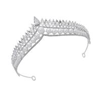 Corona per Chioma da Sposa Cerchietto, con Pietre Decorative e Perline | Lega di Zinco Argentata, Stile Vintage Semplice, per Foto, Teatro e Occasioni Speciali