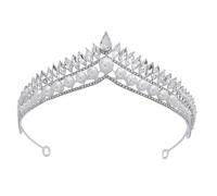 Corona per Chioma da Sposa in Lega di Zinco con Pietre Lucenti e Perline | Argento Lucido, Decorazione per Feste in Costume e Teatro, per Ragazza, Stile Elegante e Brillante