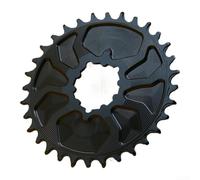 Corona per mountain bike in lega di alluminio, sistema di montaggio diretto a 3 bulloni con denti stretti e larghi e offset di 3 mm per una maggiore ritenzione (32T nero)