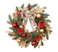 Corona per porta d'ingresso, corone di Natale per porta d'ingresso,Corona di Natale di inverno Corona di palla rossa artificiale con | Corona porta di Natale, ghirlanda di Natale per la famiglia e l