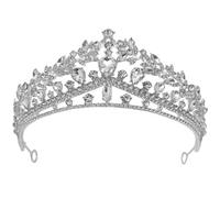 Corona per Sposa con Pietre Decorative, Elegante Accessorio Chioma Argento | Lega di Zinco, Fissaggio Spille, per Raccolti Nuziali e Feste, Brillante Sotto la Luce