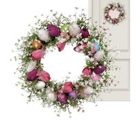 Corona Porta Di Pasqua - Dimensione Di 17 Pollici Fiori Primavera Artificiale, Uova Di Pasqua Colorate, Materiale Decorativo Leggero | Per La Casa, Ingresso, Parete, Portico, Cortile, Patio, Fattoria