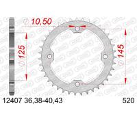 Corona posteriore in acciaio AFAM per catena 520, codice 12407-36
