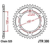 Corona posteriore zincata nera indurita per induzione JT SPROCKETS 525 47
