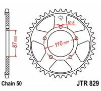 Corona posteriore zincata nera indurita per induzione JT SPROCKETS 530 45