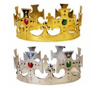 Corona Reale Dorata con Strass - Accessorio per Costume di Re e Regina, Set di Scena per Compleanno