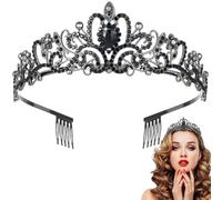 Corona Regina, Coroncina principessa, Strass Cristallo Tiara Ragazza Sposa Womens Fascia Principessa Corona Capelli Accessori Compleanno Festa Pageant Prom Regina Costume Performance (Black)