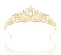 Corona Regina, Coroncina principessa, Strass Cristallo Tiara Ragazza Sposa Womens Fascia Principessa Corona Capelli Accessori Compleanno Festa Pageant Prom Regina Costume Performance (Golden)