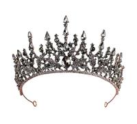 Corona regina di strass gotici neri per matrimonio da donna | Design barocco vintage, adatto alla maggior parte delle donne, ideale per matrimoni e balli studenteschi