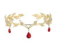 Corona Regina, Tiara da Principessa Elfa Gioielli Per Capelli Gioielli da Sposa in Cristallo per Donna, per Matrimoni, Balli di Fine Anno, Feste di Principesse, Feste di Compleanno (Rosso)