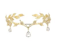 Corona Regina, Tiara da Principessa Elfa Gioielli Per Capelli Gioielli da Sposa in Cristallo per Donna, per Matrimoni, Balli di Fine Anno, Feste di Principesse, Feste di Compleanno (Oro)